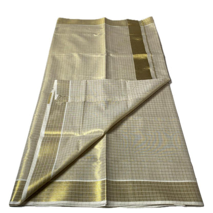 Malini Checks Golden Checks Kasavu Set Saree