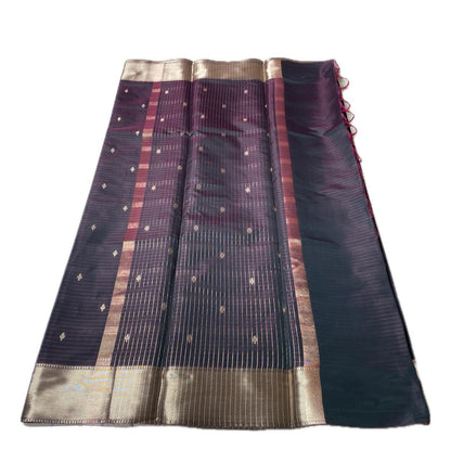 Rani Traditional Saree with Flower Zari Butta work Black