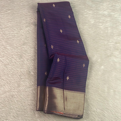 Rani Traditional Saree with Flower Zari Butta work Violet