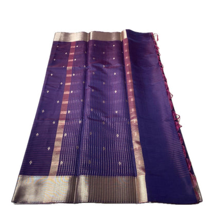 Rani Traditional Saree with Flower Zari Butta work Violet