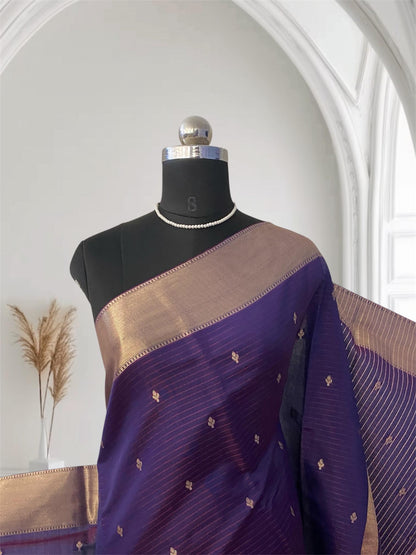 Rani Traditional Saree with Flower Zari Butta work Violet
