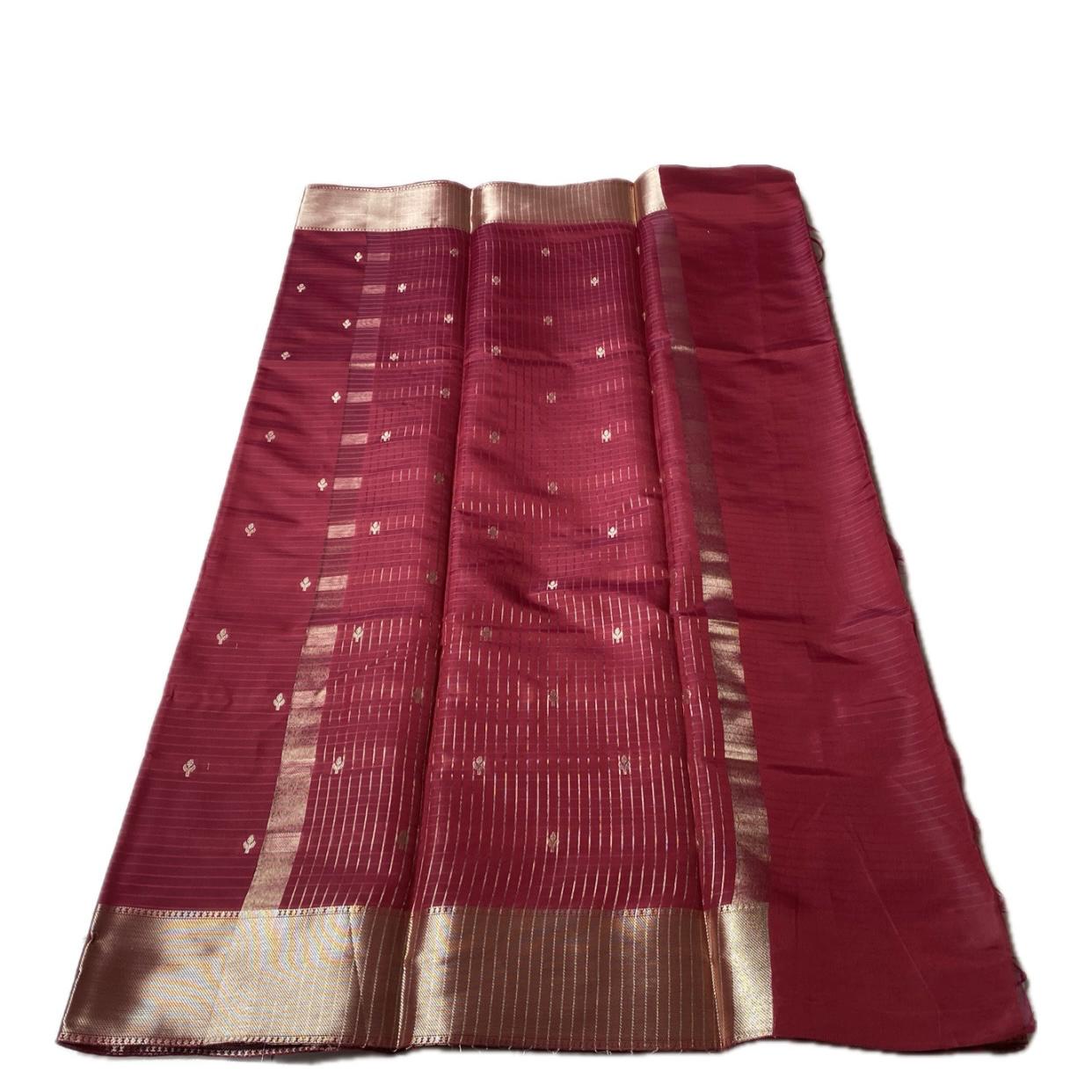 Rani Traditional Saree with Flower Zari Butta work Red