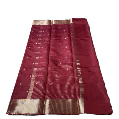 Rani Traditional Saree with Flower Zari Butta work Red