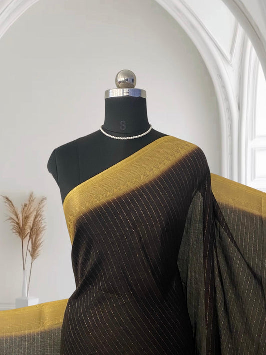 Monalisa Georgette and Light weight Saree Black