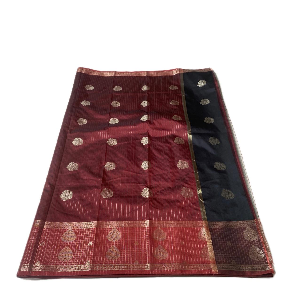 Rukmini Semi Silk Saree in Black & Maroon
