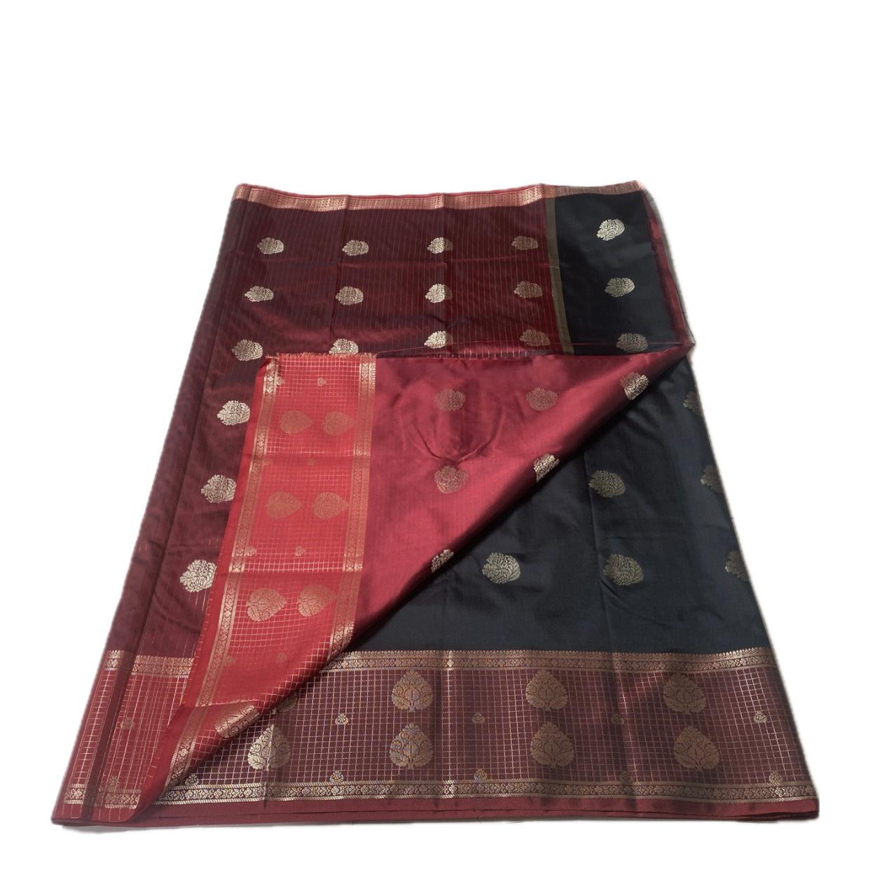 Rukmini Semi Silk Saree in Black & Maroon