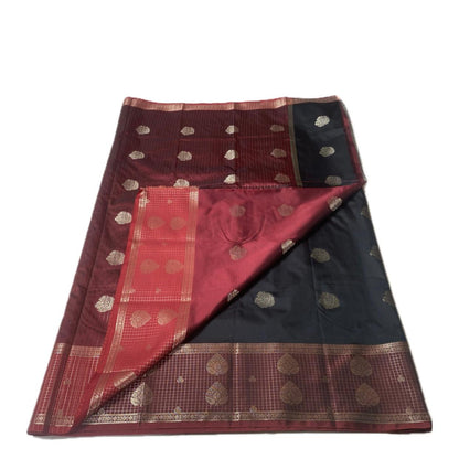 Rukmini Semi Silk Saree in Black & Maroon