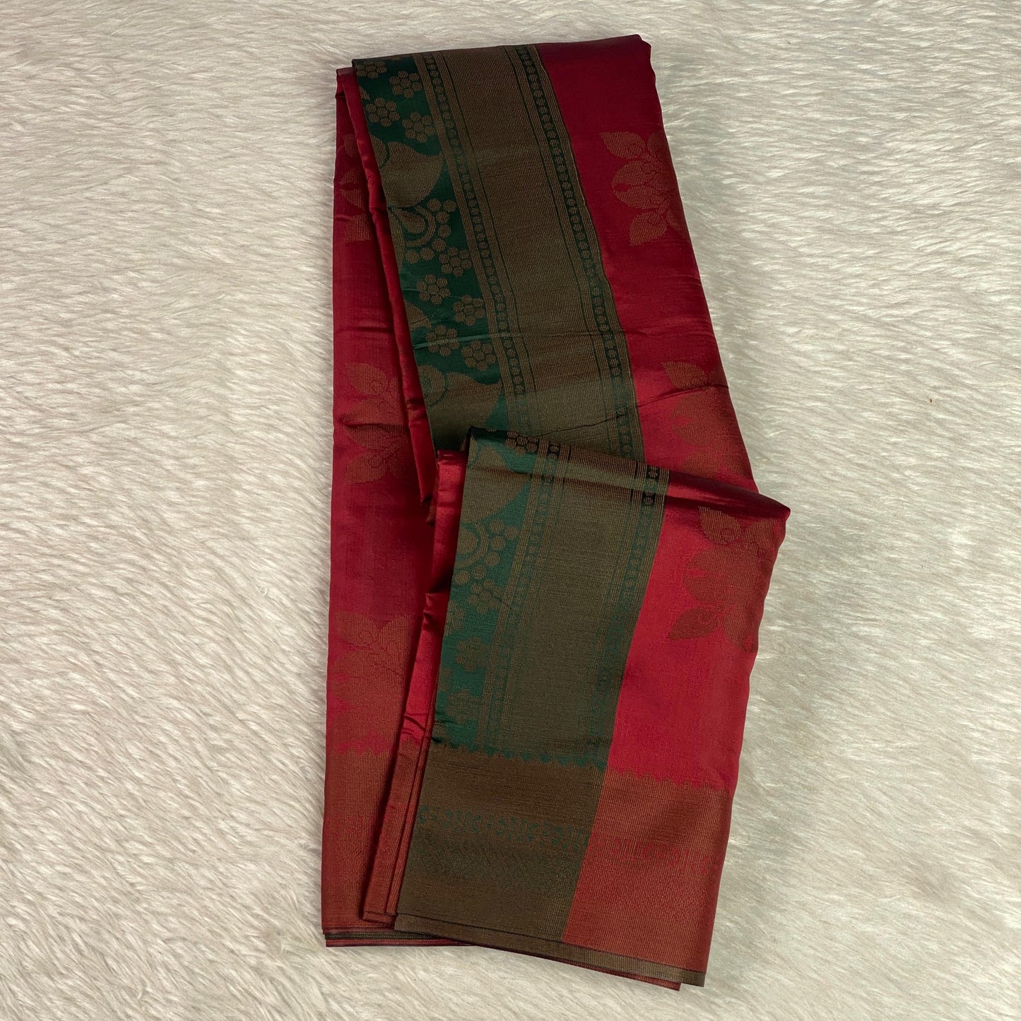Theertha Soft Silk Saree Maroon with Green
