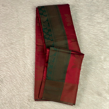 Theertha Soft Silk Saree Maroon with Green