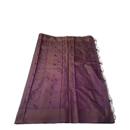 Theertha Soft Silk Saree Chikku with Purple Border