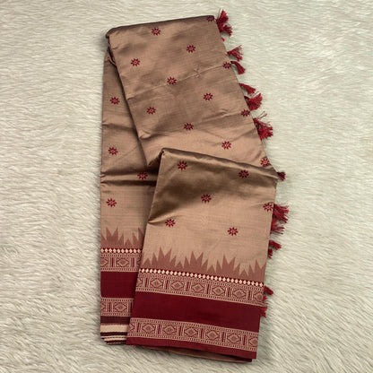 Manjima Soft Silk saree with maroon tint