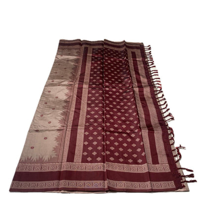 Manjima Soft Silk saree with maroon tint