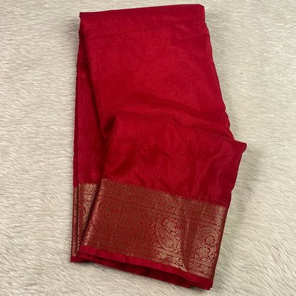 Devasena Banarasi Silk Saree – Red with Golden Border