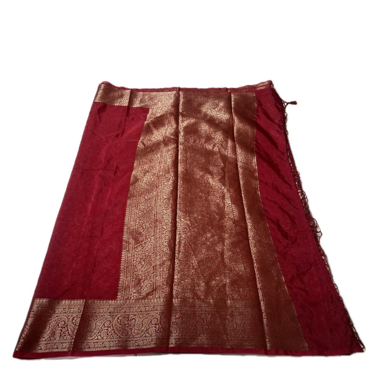 Devasena Banarasi Silk Saree – Red with Golden Border