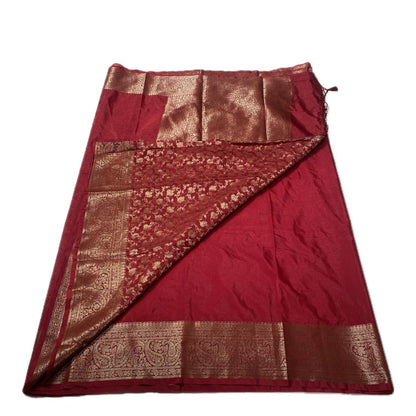 Devasena Banarasi Silk Saree – Red with Golden Border