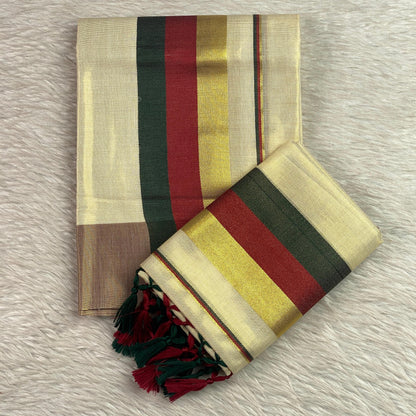 Kadali Royale Tissue Kasavu Saree