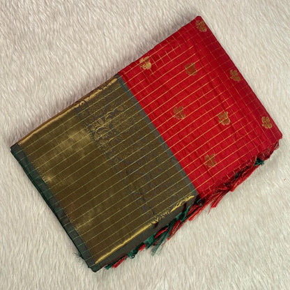 Kunkumam Chanderi Silk Checks Saree Red
