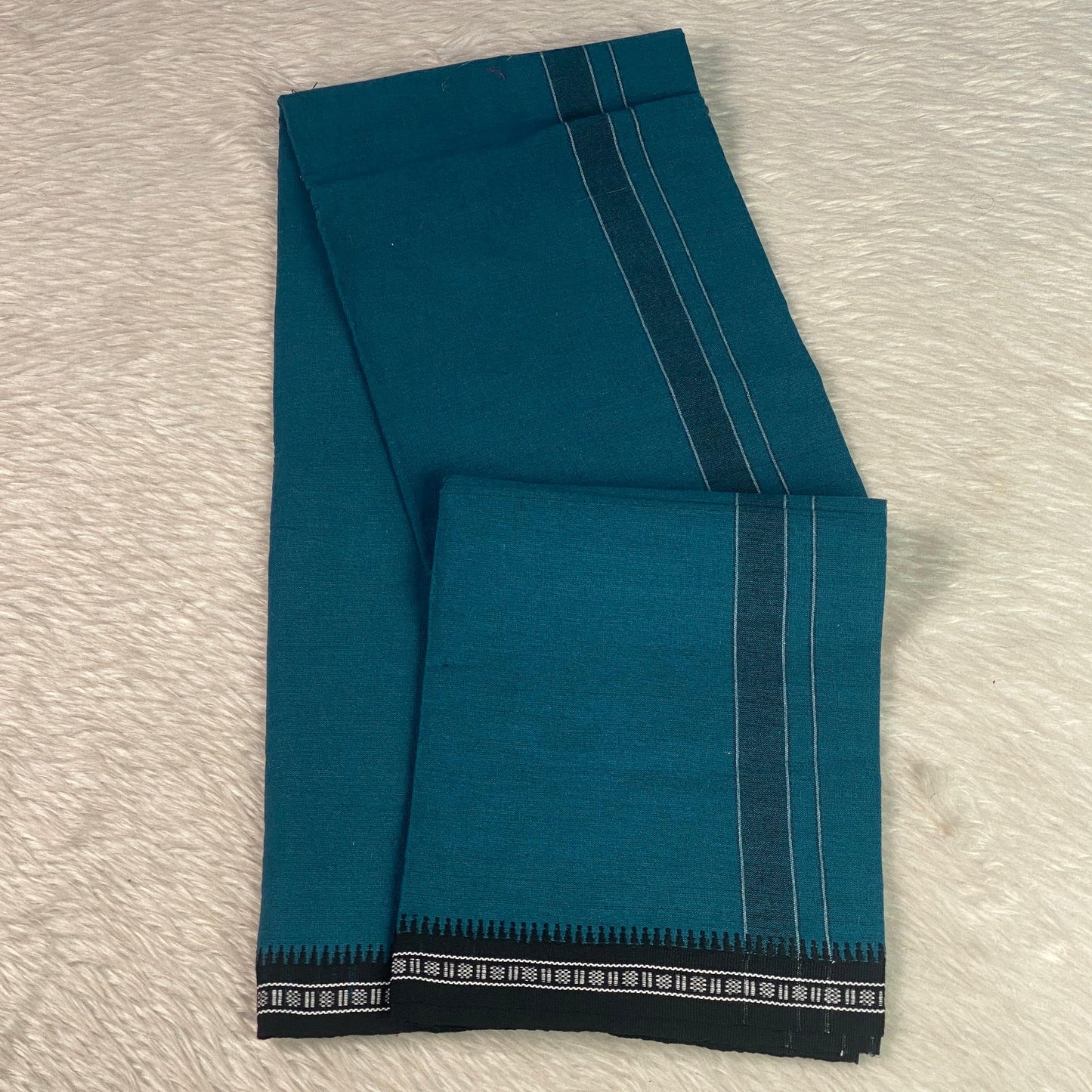 Men Dhoti Blue with Black Border