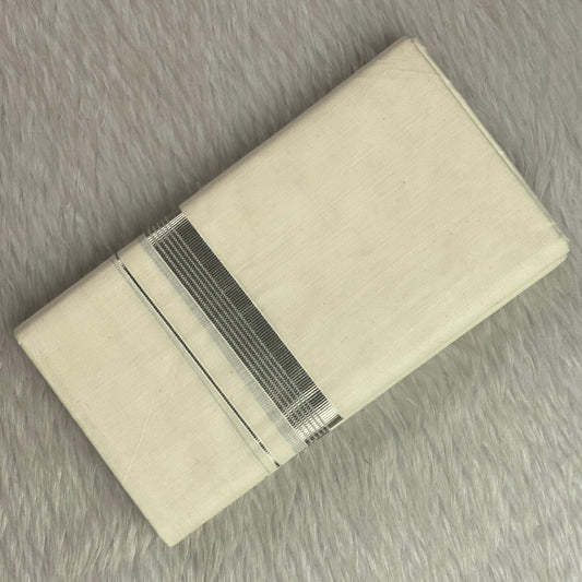 Royal Silver Border Traditional Dhoti