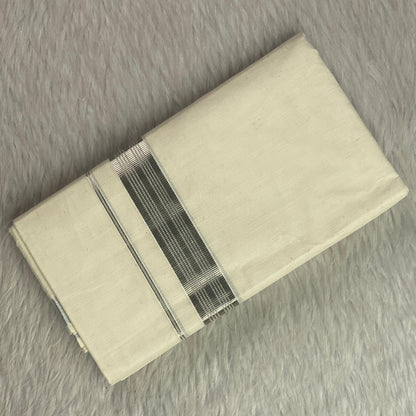 Premium Off-White Dhoti with Silver Border