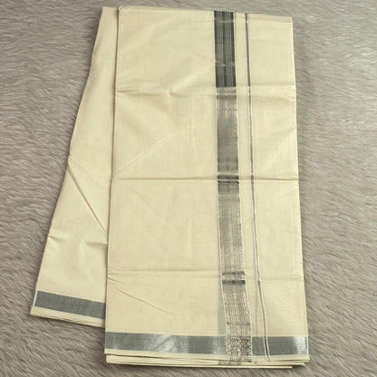 Premium Off-White Dhoti with Silver Border