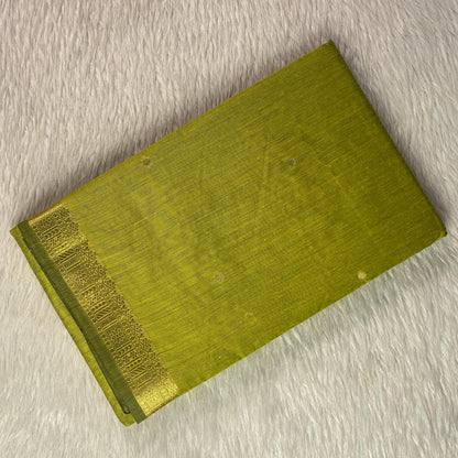 Paru Olive Green Chanderi Cotton Saree