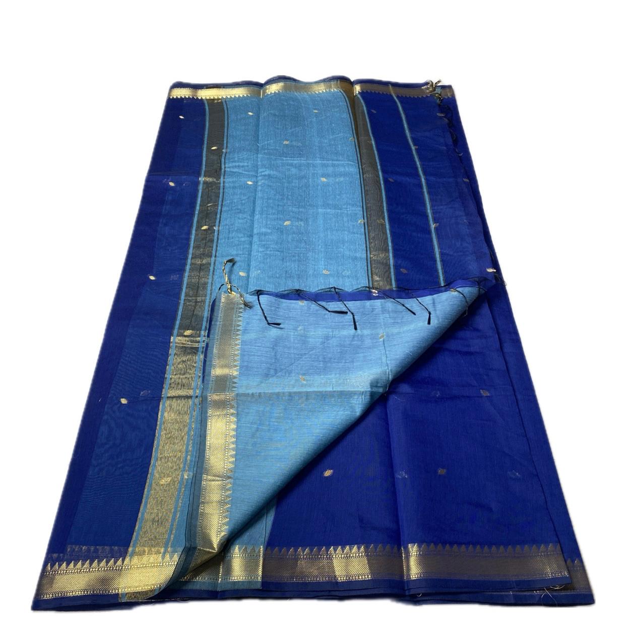 Paru Royal Blue Chanderi Cotton Saree