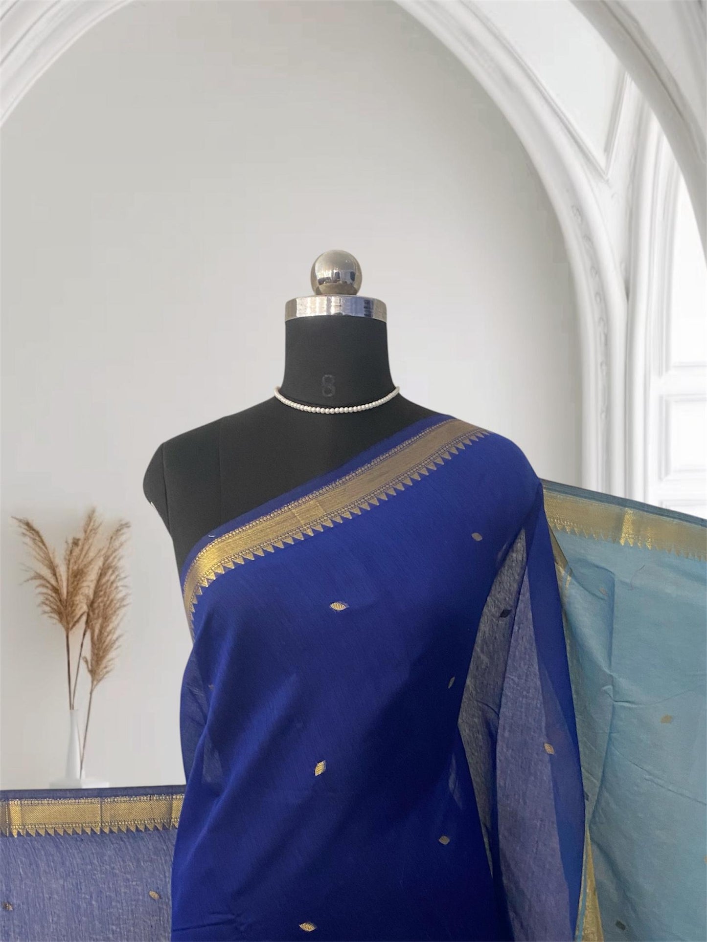 Paru Royal Blue Chanderi Cotton Saree