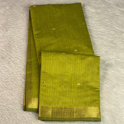 Paru Olive Green Chanderi Cotton Saree