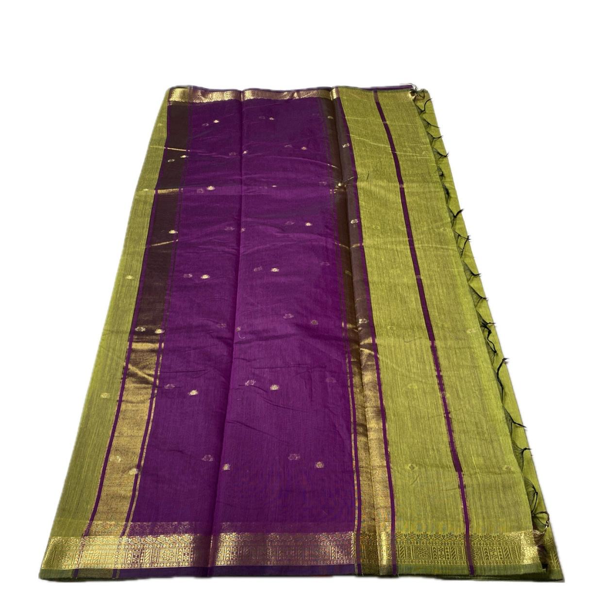 Paru Olive Green Chanderi Cotton Saree