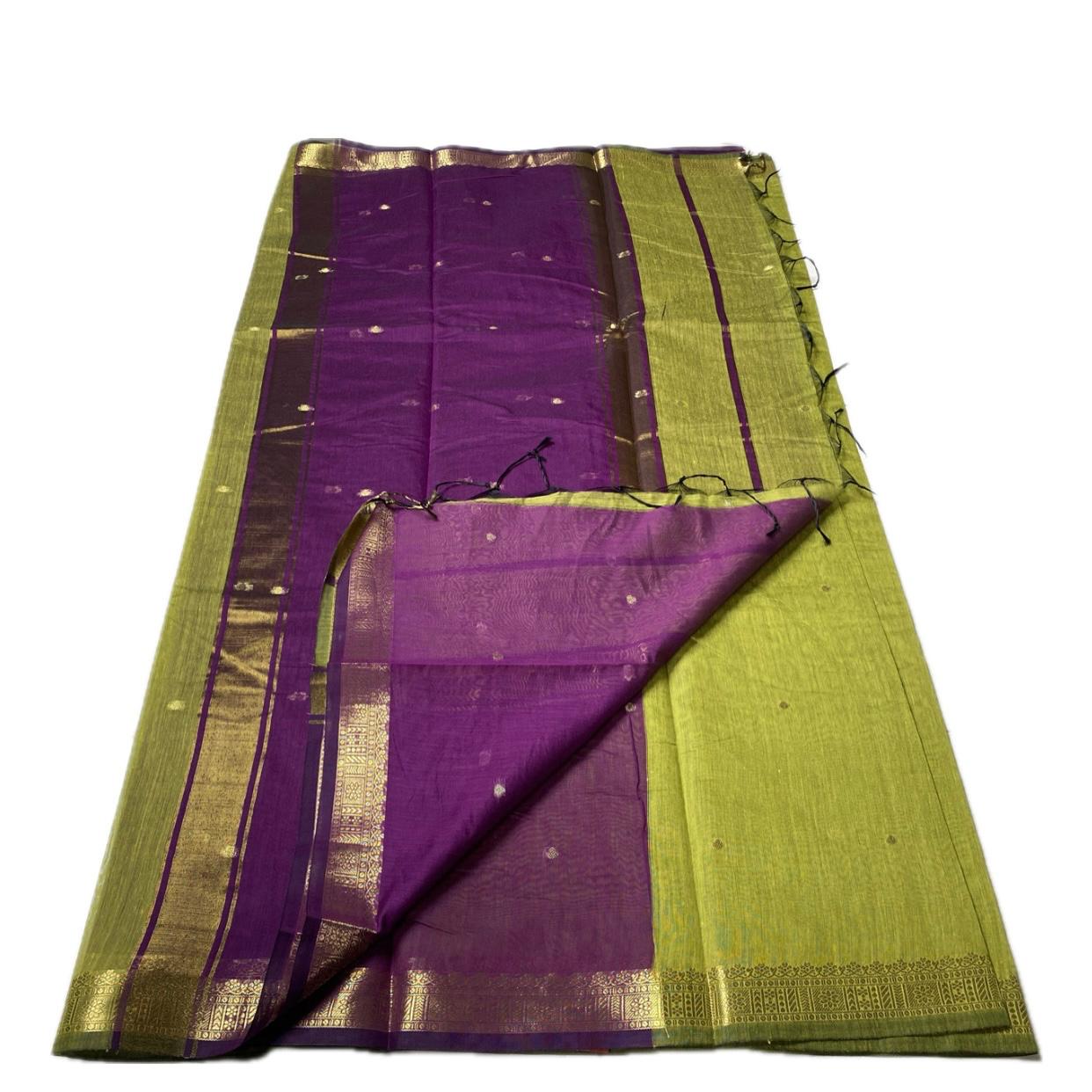 Paru Olive Green Chanderi Cotton Saree