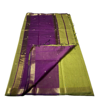 Paru Olive Green Chanderi Cotton Saree
