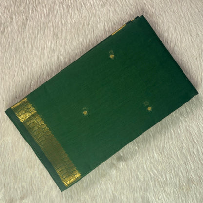Paru Dark Green Chanderi Cotton Saree
