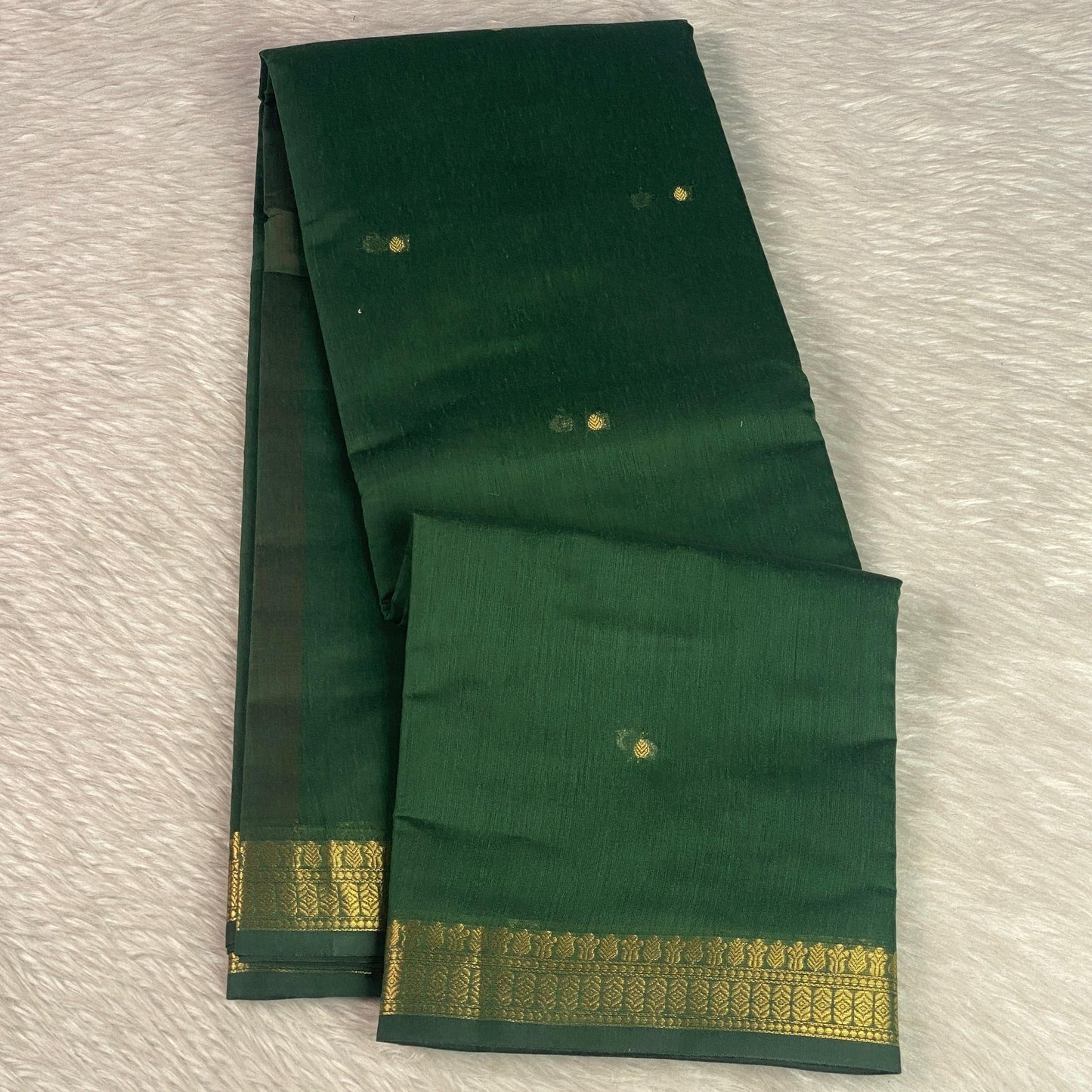 Paru Dark Green Chanderi Cotton Saree