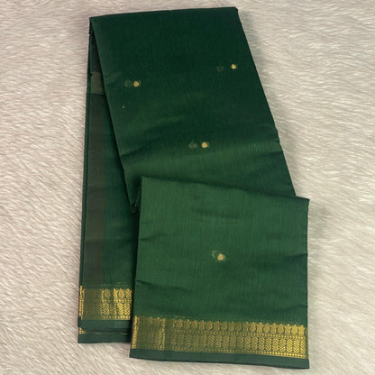 Paru Dark Green Chanderi Cotton Saree