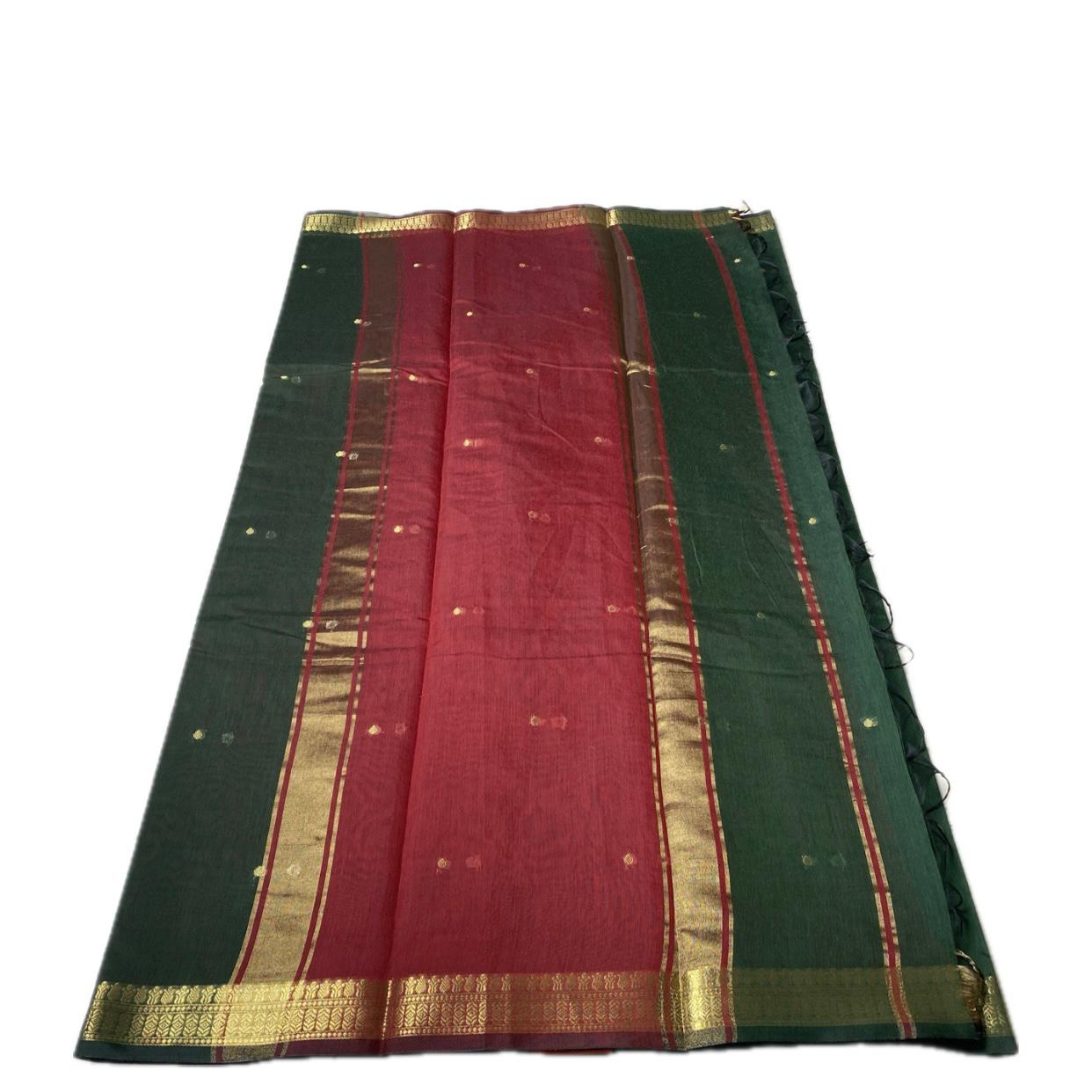 Paru Dark Green Chanderi Cotton Saree