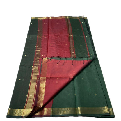 Paru Dark Green Chanderi Cotton Saree