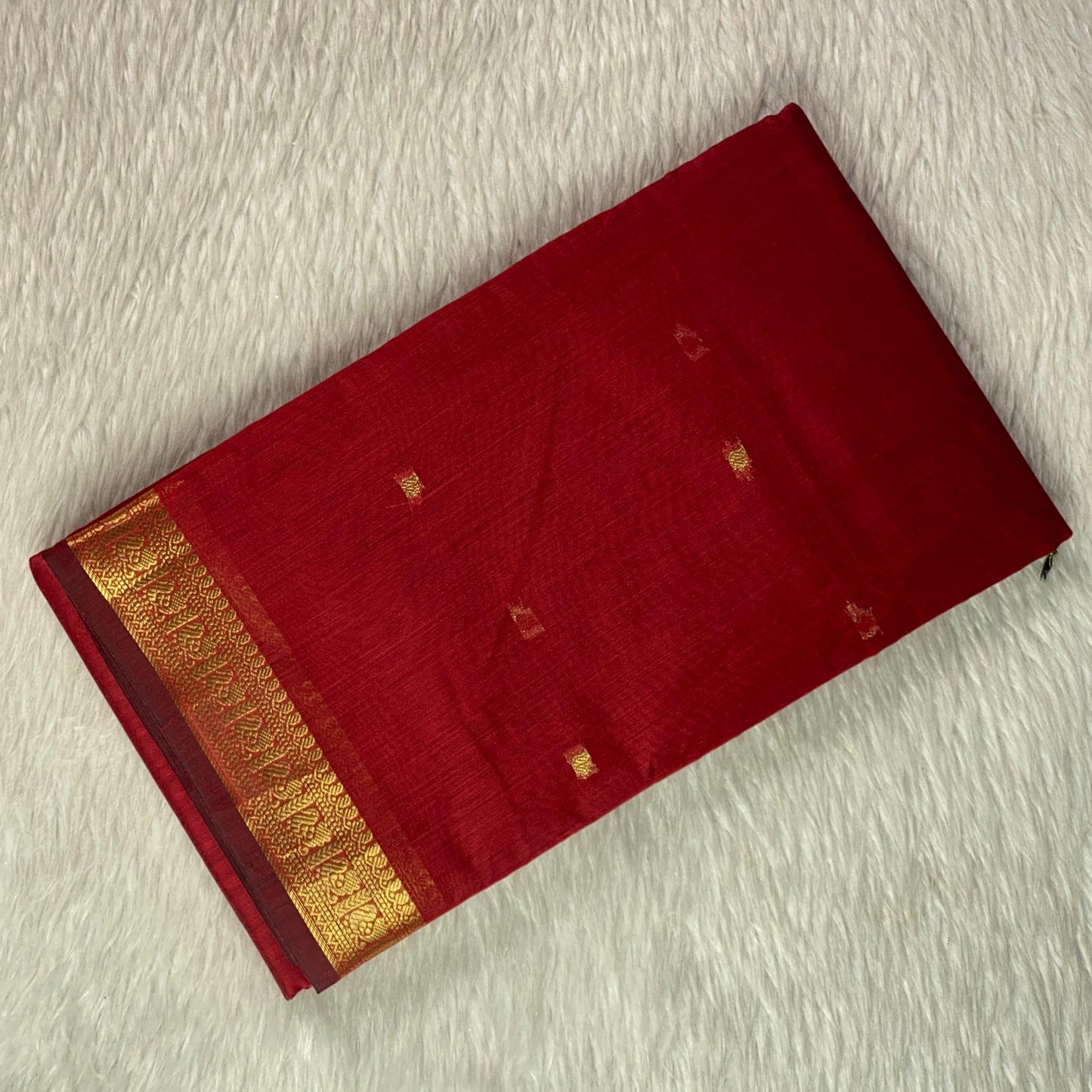 Paru Red Chanderi Cotton Saree