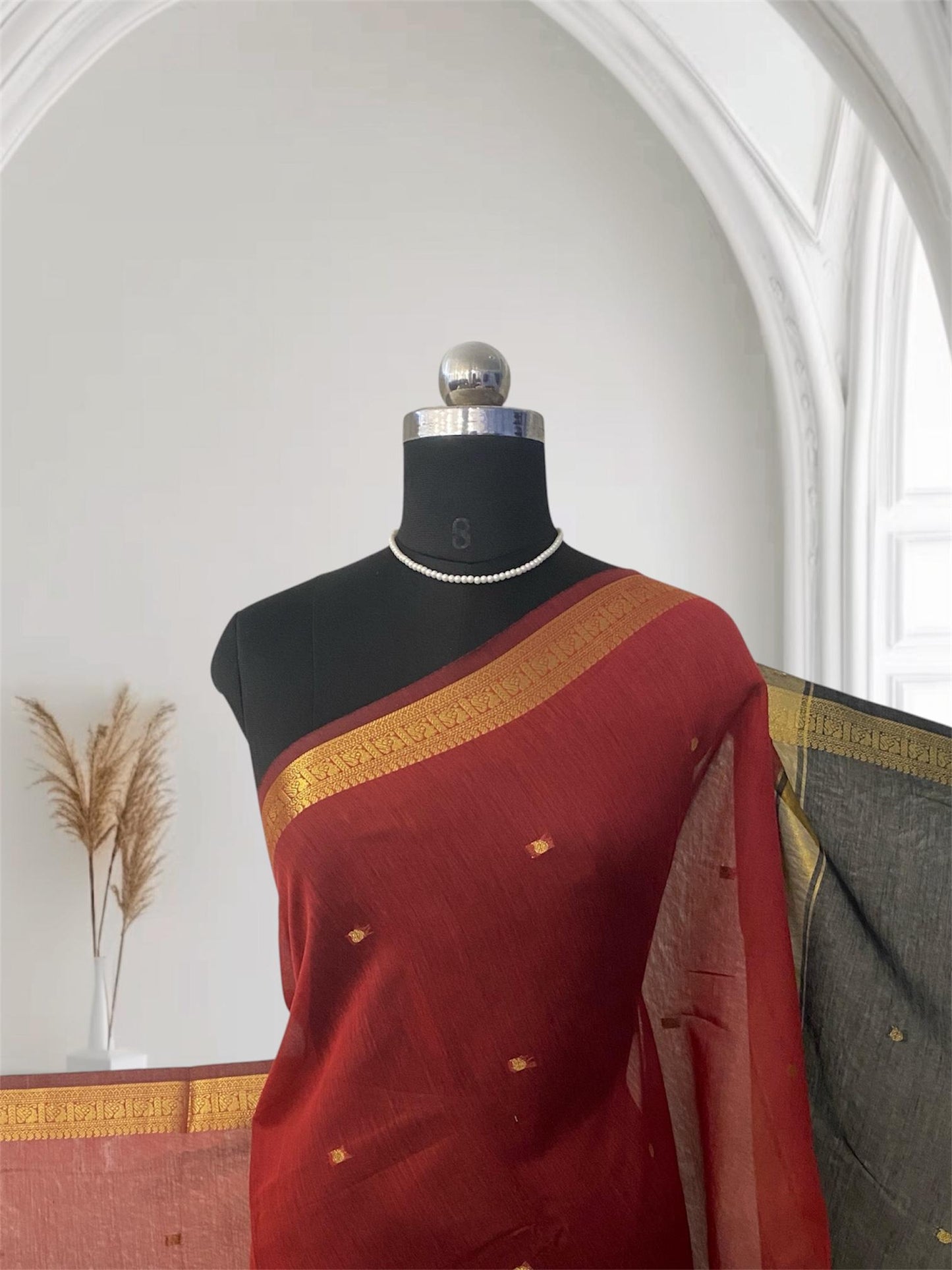 Paru Red Chanderi Cotton Saree