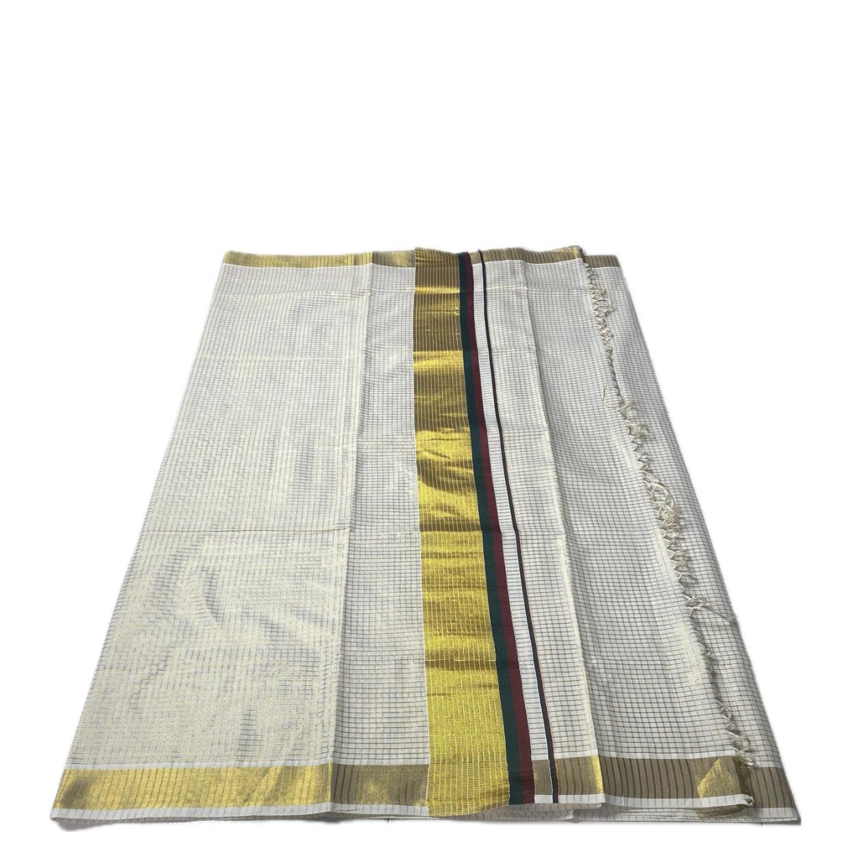 Thiruvonam Pink Border Kerala Kasavu Saree