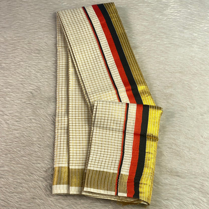 Thiruvonam Red Border Kerala Kasavu Saree