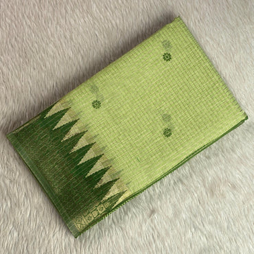 Kavya Checks Saree in Green with Dark Dreen Border