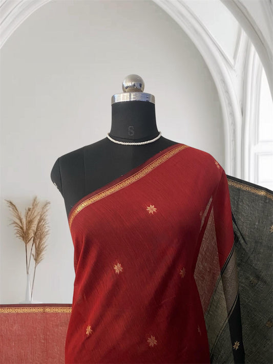 Maheshwari Cotton Red with Black Border