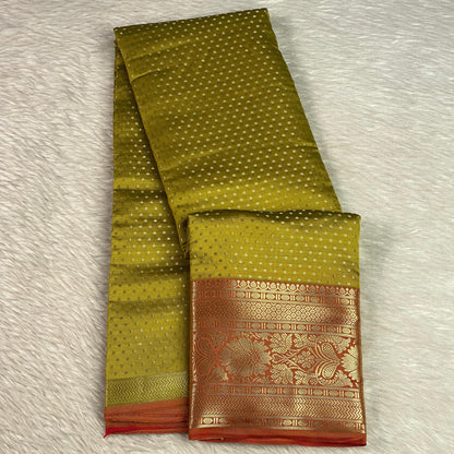 Priya Banarasi Butti Silk Saree Olive Green