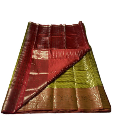 Priya Banarasi Butti Silk Saree Olive Green