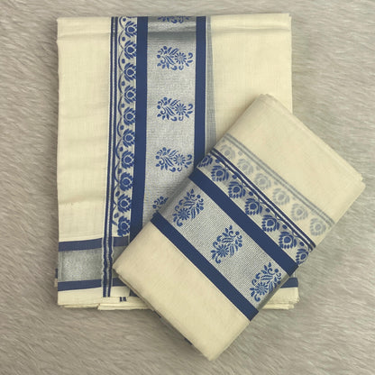 Anizham Set Mund with Floral Print Blue
