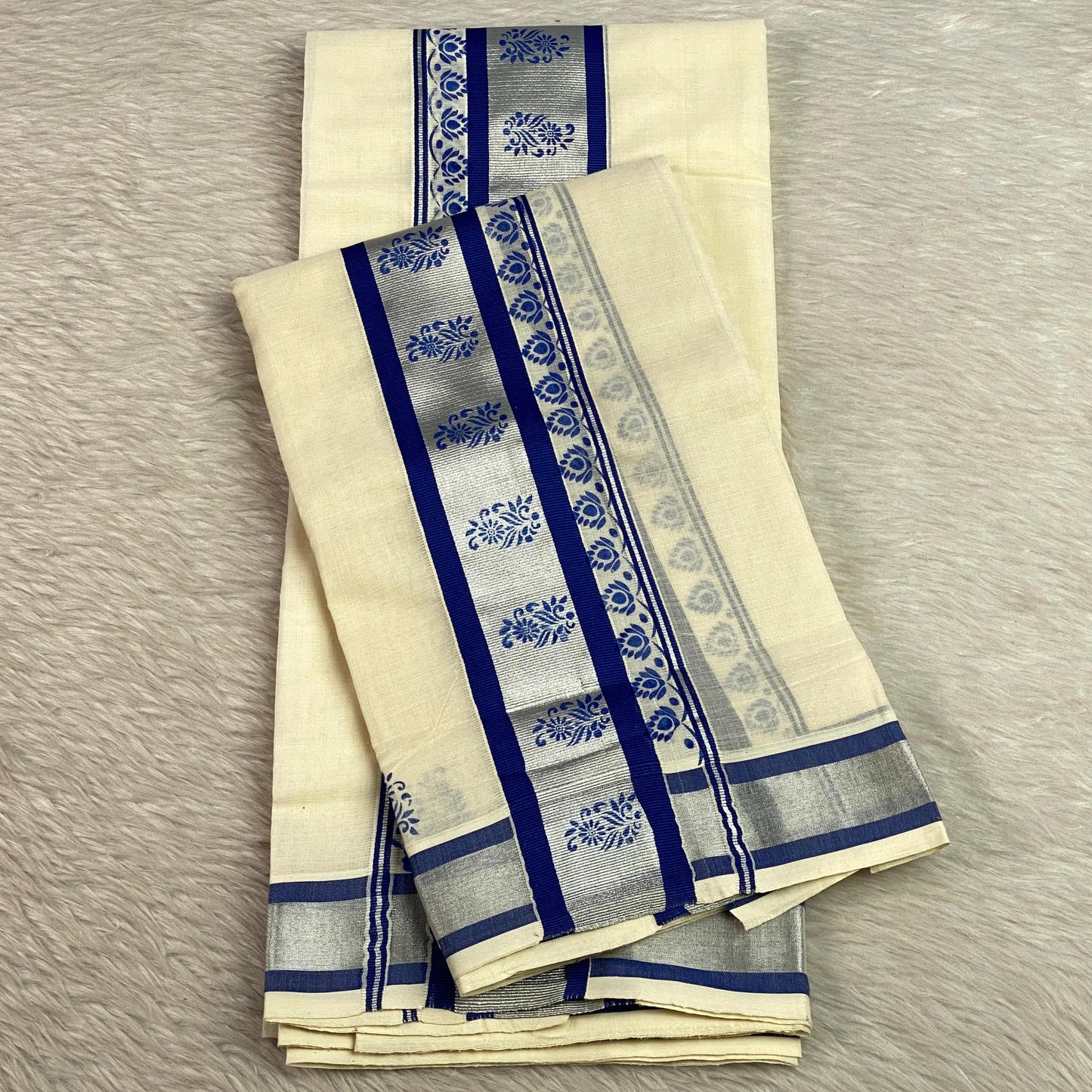 Anizham Set Mund with Floral Print Blue