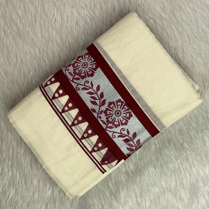 Anizham Set Mund with Floral Print Maroon