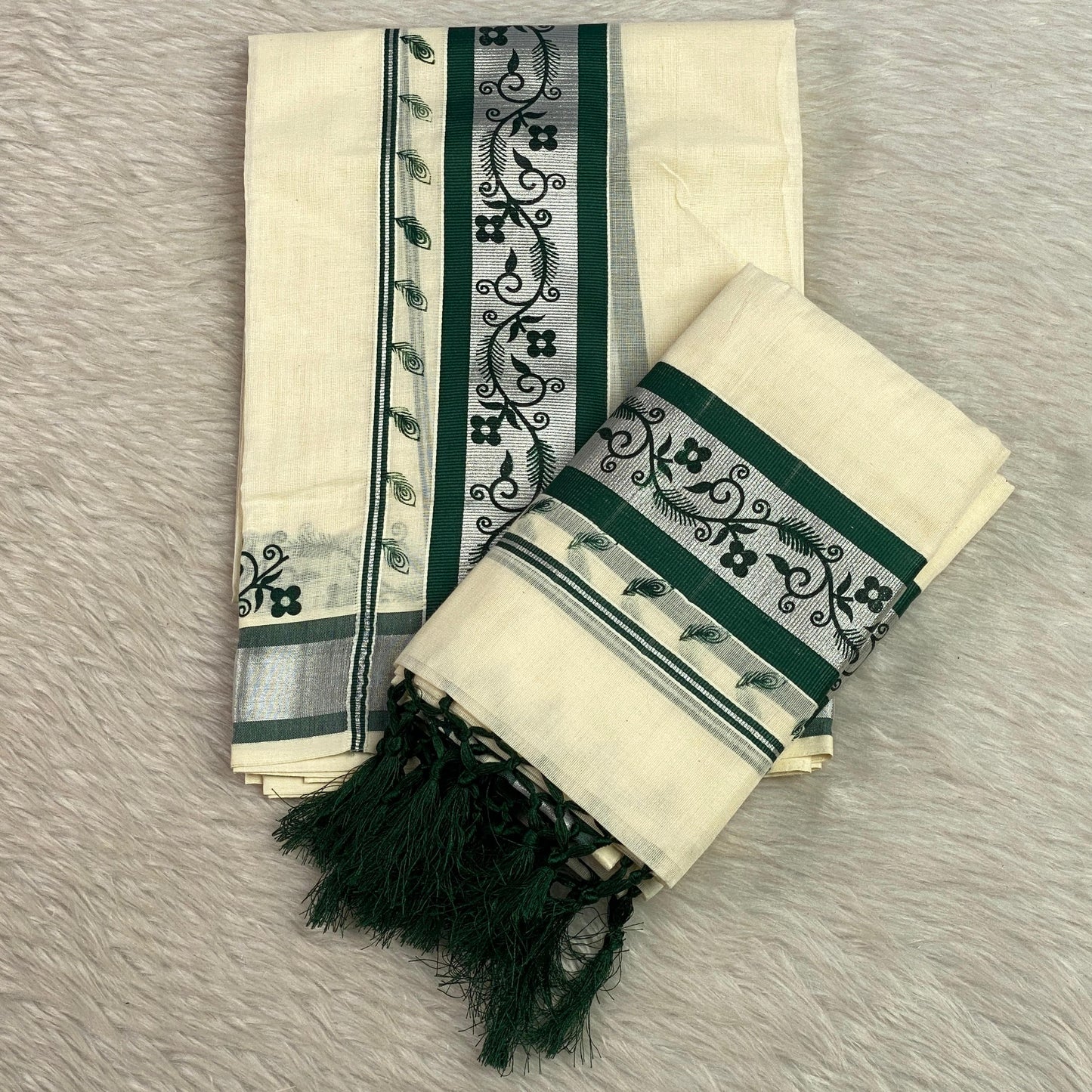 Anizham Set Mund with Floral Print Green