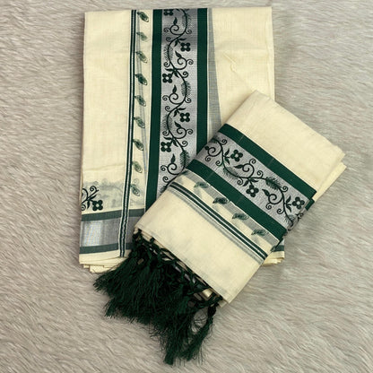 Anizham Set Mund with Floral Print Green